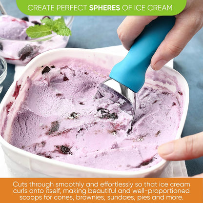 Spring Chef Heavy Duty Ice Cream Scoop - Comfortable Handle, Dishwasher Safe - 2 Pack - Teal