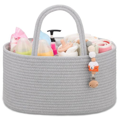 COMSE Baby Diaper Caddy Organizer - Portable Tote Bag with Divider for Newborn Essentials | Cool Gray