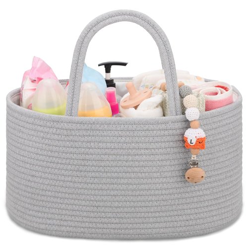 COMSE Baby Diaper Caddy Organizer - Portable Tote Bag with Divider for Newborn Essentials | Cool Gray