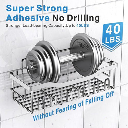 EUDELE Stainless Steel Shower Caddy - Rustproof No Drill Adhesive Organizer | XL Capacity for Bathroom & Kitchen