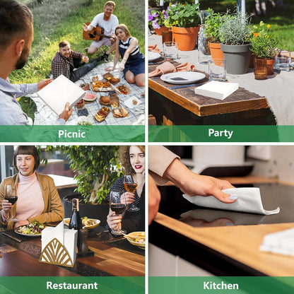Disposable Napkins - 300 Pack 13"x13" | Eco-Friendly 2-Ply Paper Napkins for Parties & Everyday Use - Soft & Absorbent, White