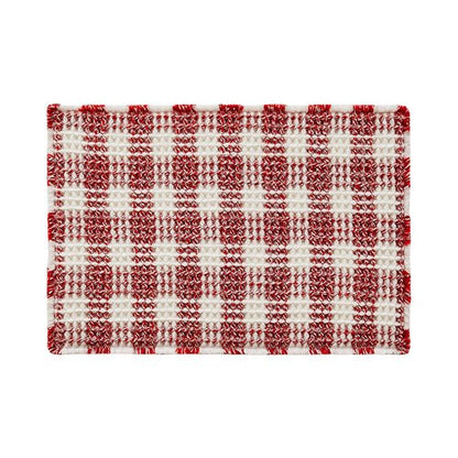 TYUU Waffle Bath Mat, Boho Christmas Bathroom Rugs Non Slip Washable Absorbent Checkered Bathroom Mat Quick Dry Cute Bath Mat, 24"x16" Red and White