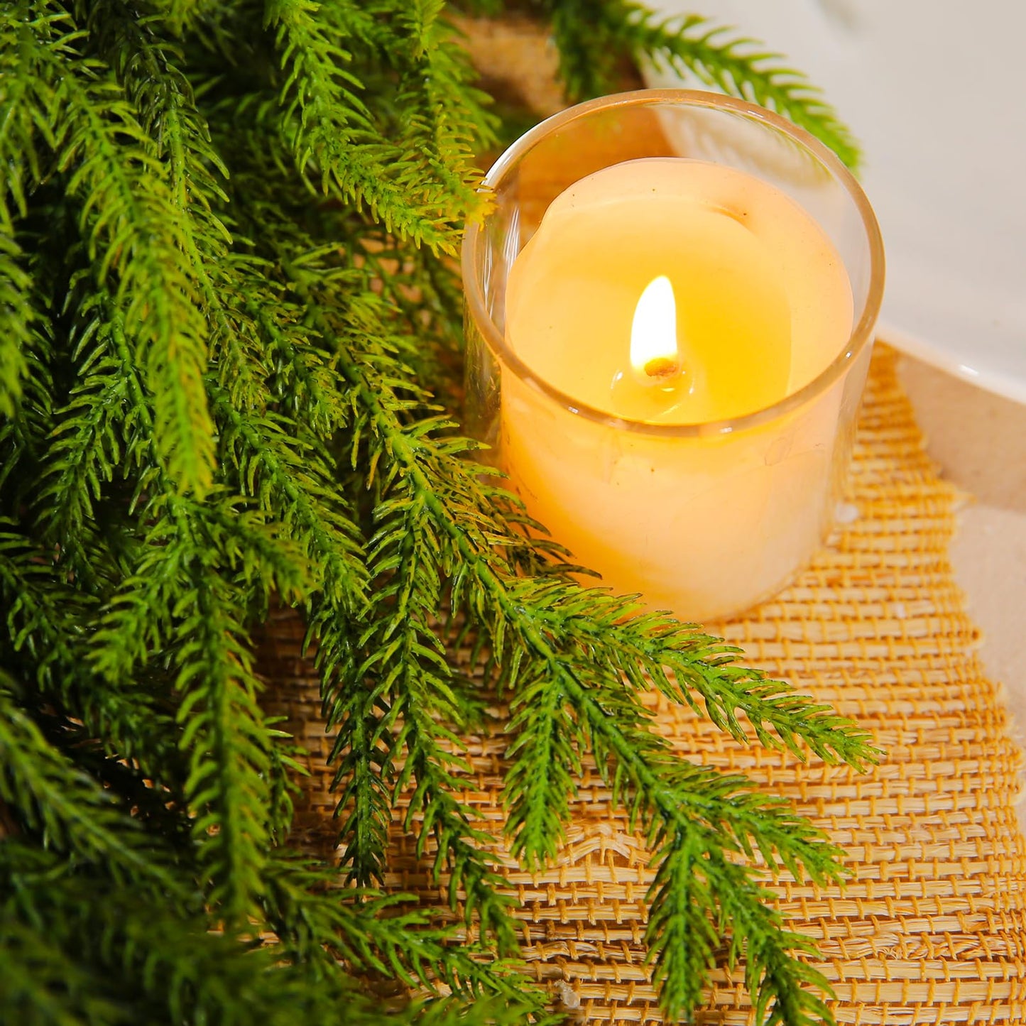 WBHome 6ft Pre-lit Real Touch Norfolk Pine Prelit Christmas Garland, Winter Greenery Garland for Christmas, Holiday Seasonal Outdoor/Indoor Home Decor, 6FT Long