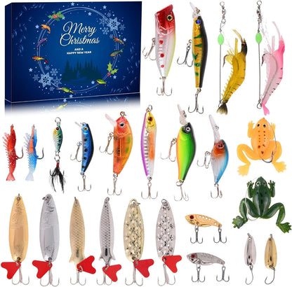 Advent Calendar Fishing Lures - 24-Day Countdown Set for Men & Teen Boys | Perfect Christmas Gift 2025