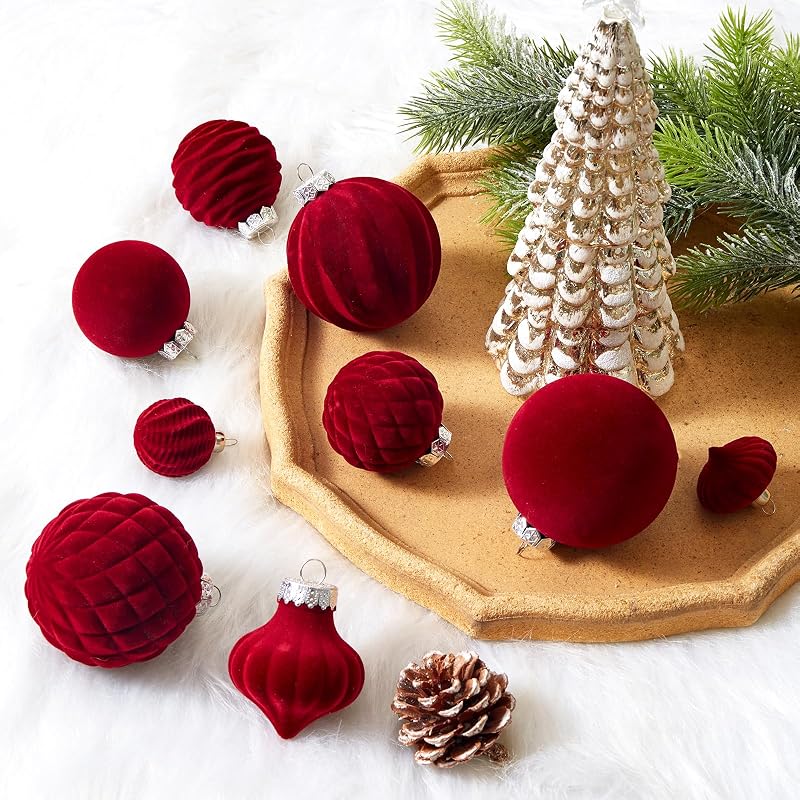 Velvet Christmas Ornaments Set 25pcs 2.36