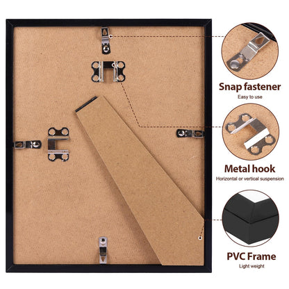 Fixwal 8x10 Picture Frame Set of 6 with Shatter Resistant Plastic Glass, Thin Border and Light Weight Photo Frames for Wall or Tabletop Display, Black
