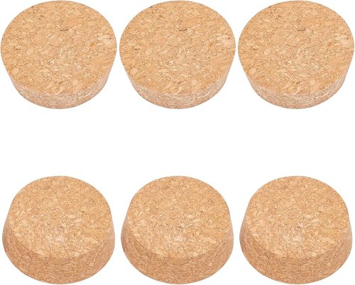 BENECREAT 6Pcs Cork Bottle Stoppers, Tapered BurlyWood Wooden Wine Bottle Cork Stoppers for Wine Beer Bottle Crafts, 2.2inch in Diameter