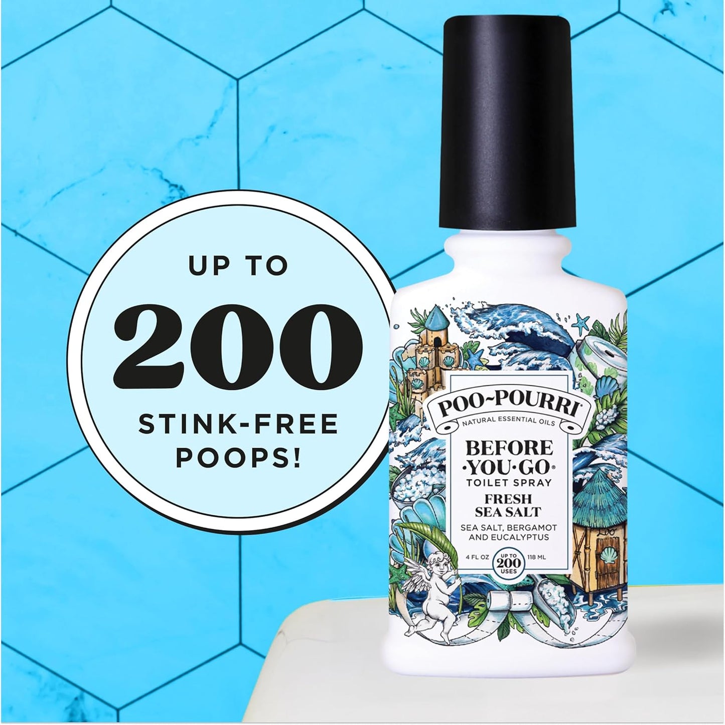 Poo-Pourri Before-You-Go Toilet Spray - Fresh Sea Salt Scent | Plant-Based Odor Deodorizer, 4 Fl Oz
