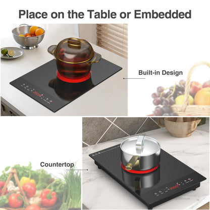 VBGK Electric Cooktop,110V Electric Stove Top,Single Burner Electric Cooktop LED Touch Control,9 Power Levels, Kids Lock &Timer,Overheat Protection,2000W Portable Induction Cooktop