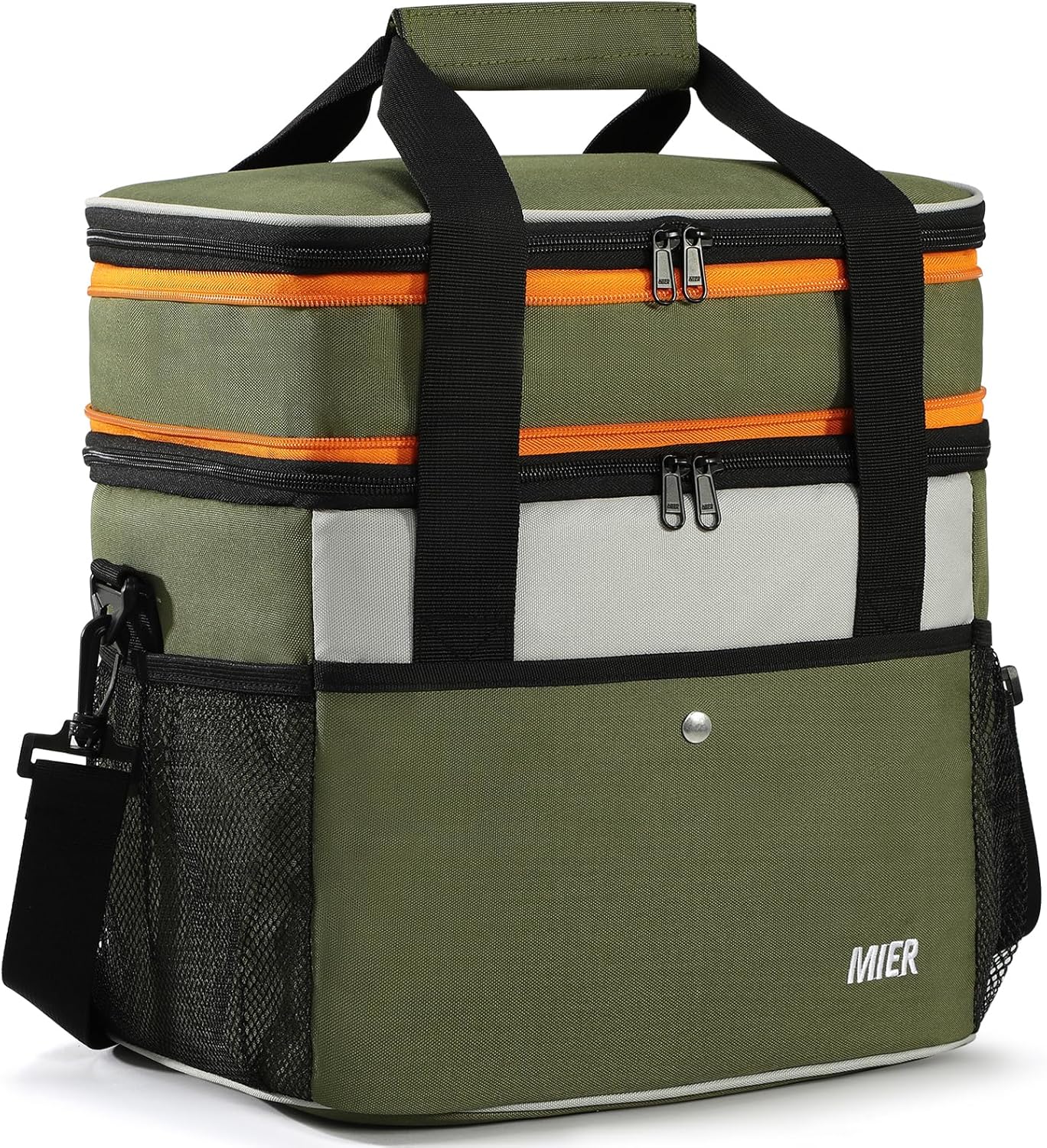 MIER Insulated Cooler Tote - Expandable 24L Lunch Bag for Work & Travel | Leakproof, Army Green