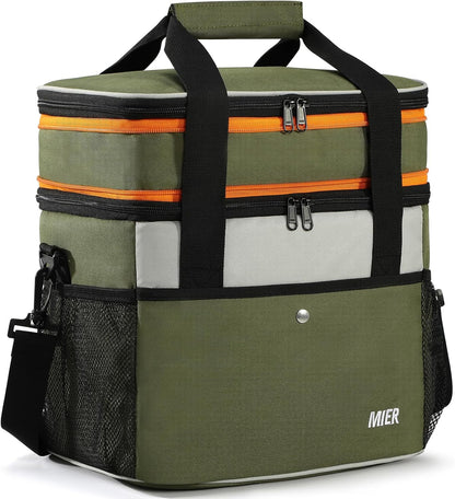 MIER Insulated Cooler Tote - Expandable 24L Lunch Bag for Work & Travel | Leakproof, Army Green