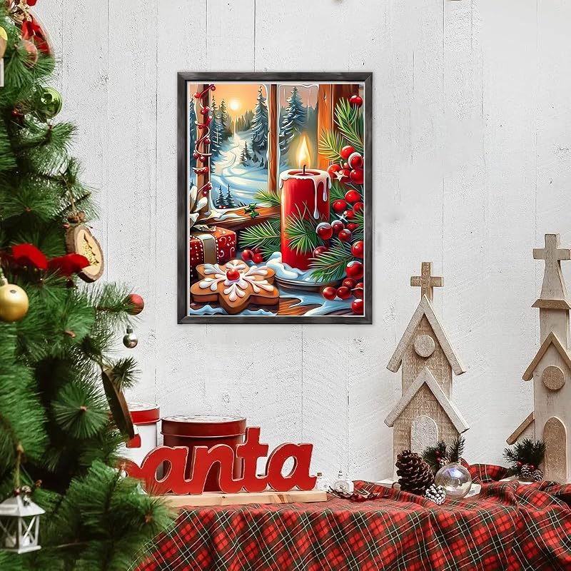 DOMROM Christmas Diamond Art Kit for Adults - Candle Design, Variation PD035