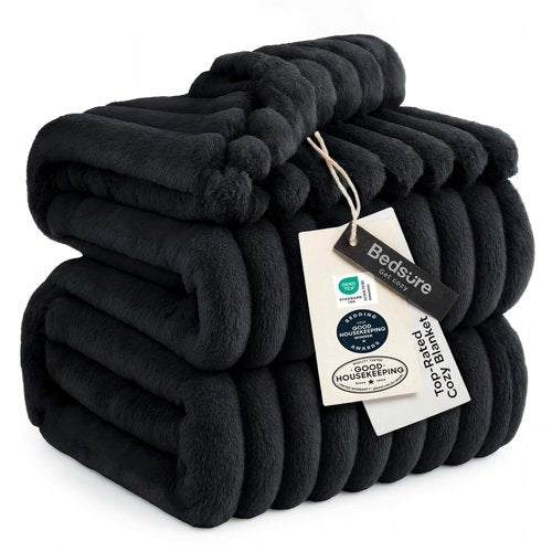 Bedsure GentleSoft Black Blanket Full Size for Bed - Cozy Soft Blankets for Women, Cute Large Fleece Throws for Girls, 84x90 Inches
