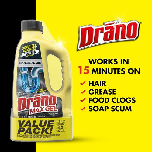Drano Max Gel Drain Clog Remover - Unclogs Hair & Soap Scum | 42 oz (Pack of 2)