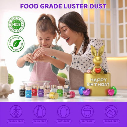 Cherrysea Luster Dust Edible Shimmer Powder - 15g Food Grade Cake Dust for Cocktails & Decorations | Purple