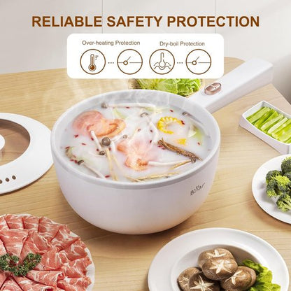 Bear Hot Pot Electric | 2L Multifunctional Cooking Pot - 1000W Rapid Heating, Non-Stick Frying Pan for Noodles, Steak & More