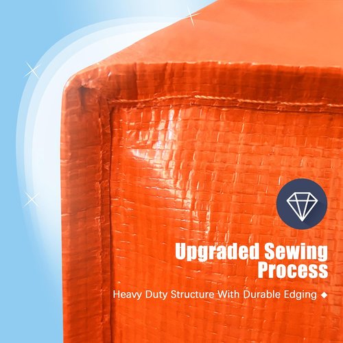 HOMESURE Large Water-Resistant Moving Bags - 8 Pack Heavy-Duty Storage Totes with Zippers & Handles | Space-Saving Orange Design