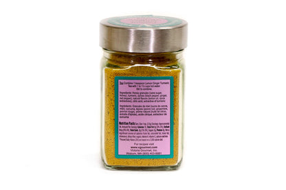 Lemon Ginger Turmeric Tea- Two 6.4 oz. Jars- with Black Pepper, Curcumin, Ginger & Natural Honey Crystals