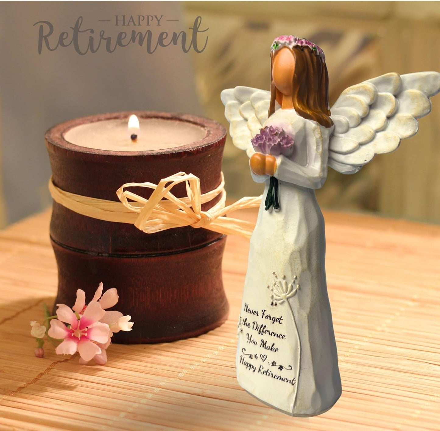 Skiennix Angel Figurine - 5.5” Retirement Gift with Card | Perfect for Coworkers & Friends (Purple)