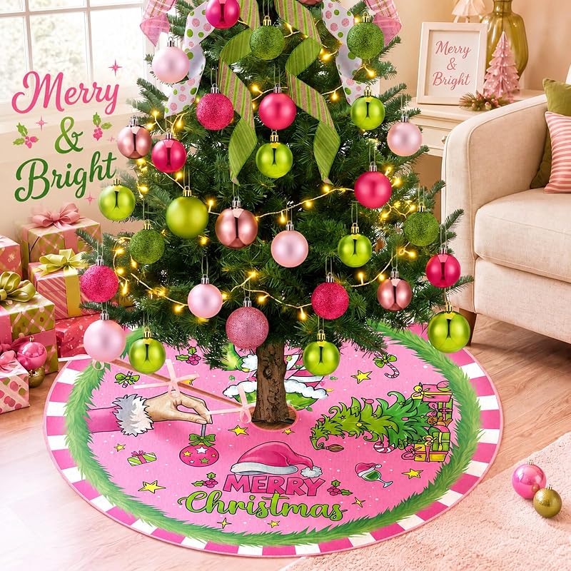 Gejoy 32 Pcs Pink & Lime Green Christmas Tree Decoration Set - Variation: Pink Green Christmas