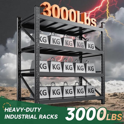 Letaya Heavy Duty 3000LBS Storage Shelves - 4 Tier Adjustable Utility Rack for Garage & Warehouse | Black 48" W x 24" D x 70" H
