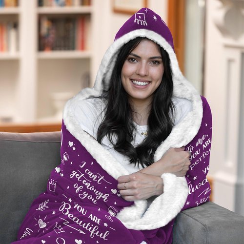 Wife Fleece Wearable Blanket Hoodie - Wife Gifts from Husband - Gifts for Wife for Christmas, Wife Birthday Gift Idea, Gifts for Her for Anniversary, Valentines Day Gifts for Her