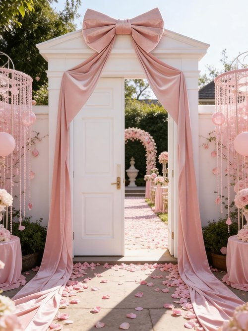 Giant 3D Pink Velvet Bow Decoration - 32"x250" for Doors & Windows | Perfect for Valentine's Day & Christmas