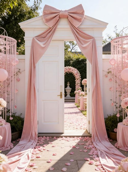 Giant 3D Pink Velvet Bow Decoration - 32"x250" for Doors & Windows | Perfect for Valentine's Day & Christmas