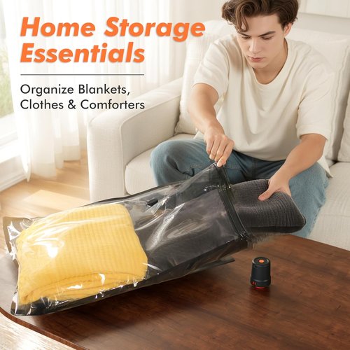 GONGSHI Vacuum Seal Bags - Space-Saving Travel & Home Storage | 24 Combo with Pump for Clothes, Blankets, Pillows