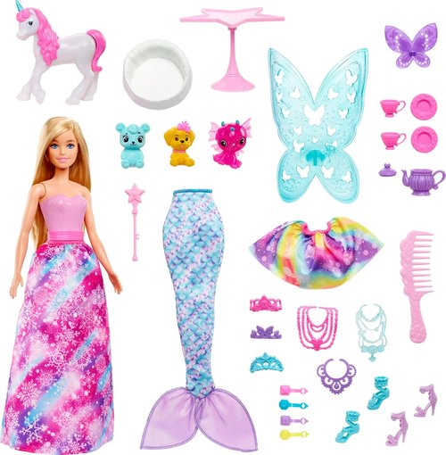 Barbie Dreamtopia Advent Calendar - Fantasy-Themed with 24 Daily Surprises, Dolls & Accessories