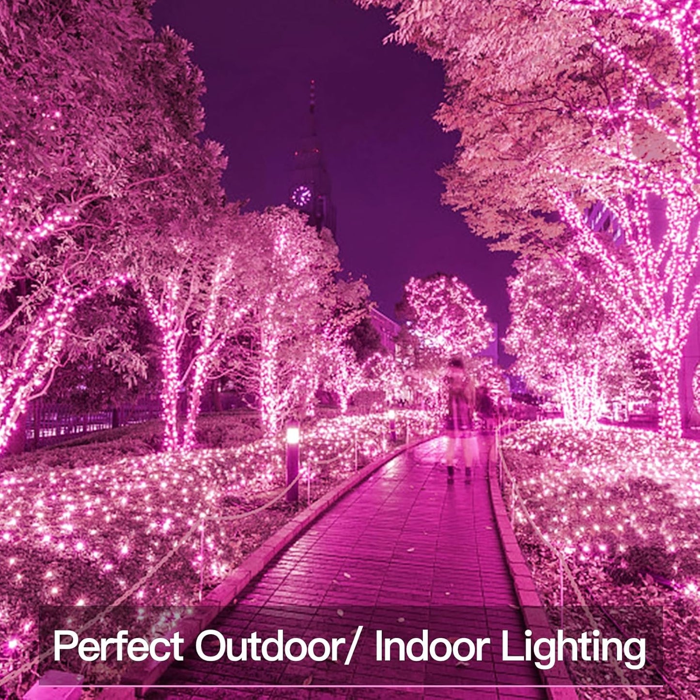 Suddus Pink Solar String Lights - 200 LED Fairy Lights | 66ft Outdoor Twinkle Lights for Halloween Decor, Patio & Yard