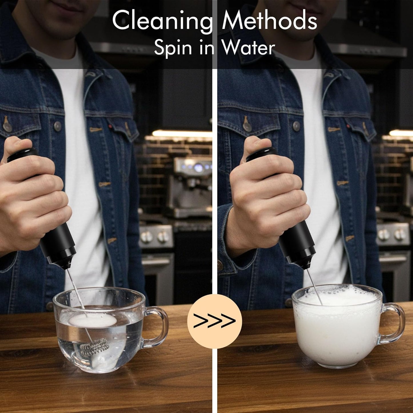 Skiennix Rechargeable Milk Frother - 2-in-1 Electric Whisk for Cappuccino & Latte | Portable Mixer
