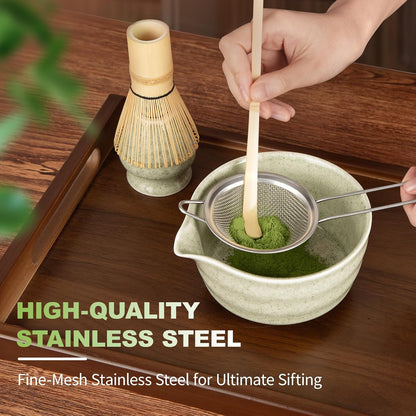 SIMPLETaste Matcha Whisk Set - 7-Piece Ceramic Kit with Bowl, Whisk, Bamboo Scoop & More | Perfect for Matcha Lovers (Green)