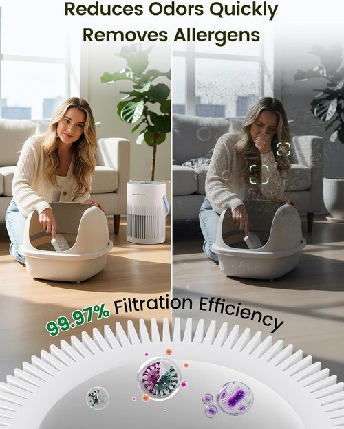 Jafända HEPA Air Purifier - Quiet Portable Air Cleaner for Home & Office | Ideal for Pet Dander, Odors, Dust (White)