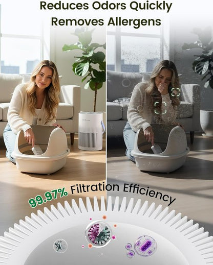 Jafända HEPA Air Purifier - Quiet Portable Air Cleaner for Home & Office | Ideal for Pet Dander, Odors, Dust (White)