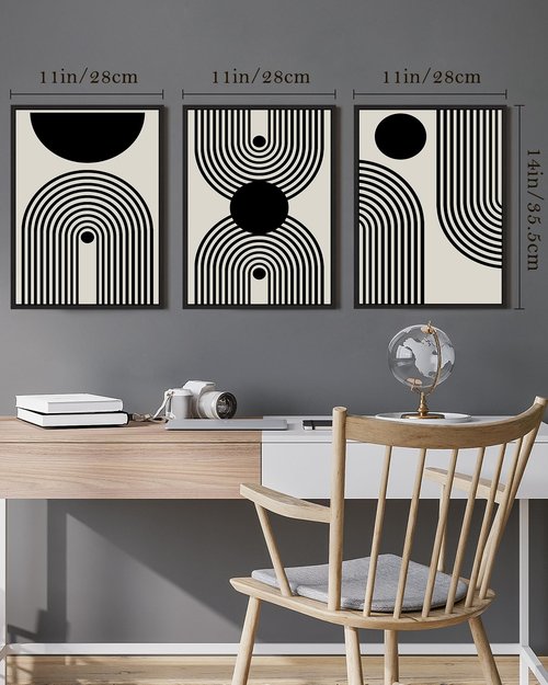 Drsoum 11x14in Black Abstract Boho Framed Wall Art Decor Bohemian Canvas Prints Ready To Hang - Black Framed