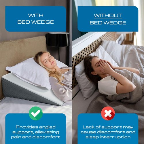 Kolbs Extra Wide Bed Wedge Pillow - Sleep Apnea & Acid Reflux Relief with Chic Jacquard Cover | 7.5" Height