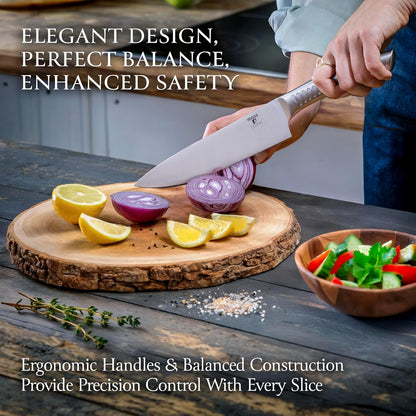 Moss & Stone Professional Kitchen Knife Set - 6-Piece Stainless Steel Chef Knives with Block | Scratch Resistant & Rust Proof