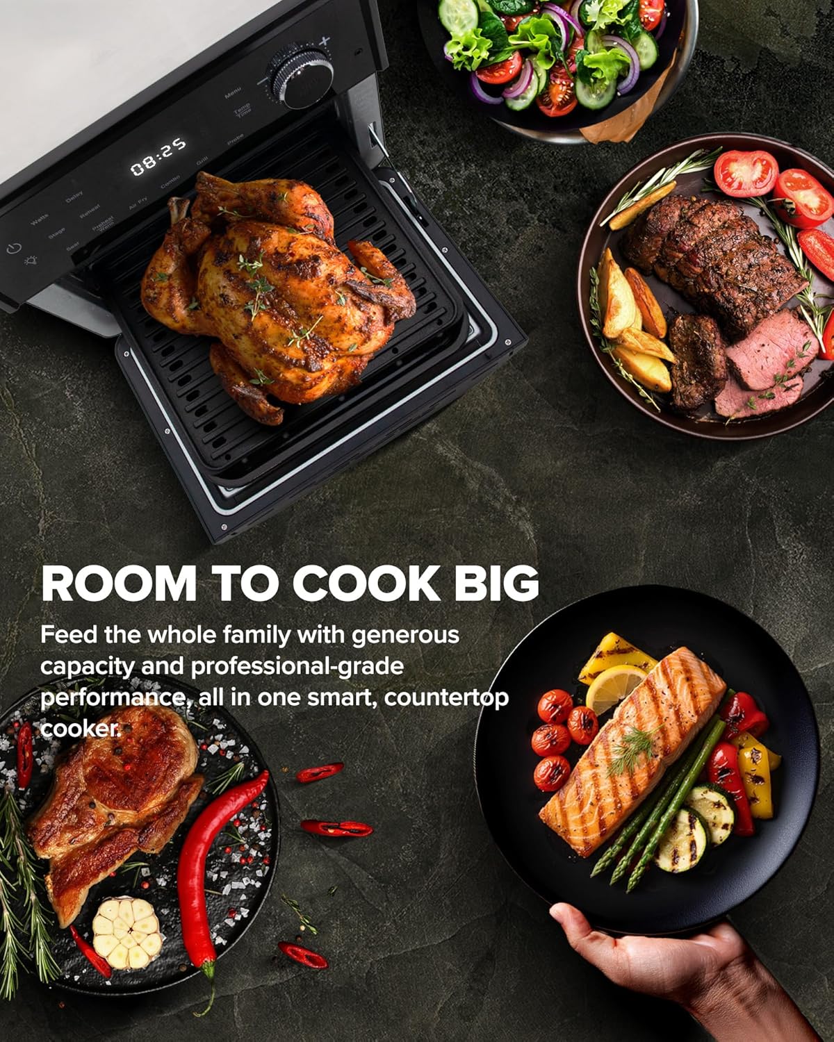 Nuwave Plug-In Grill Air Fryer Oven Combo - Even Heat & True Char Flavor | 150 Presets, Smart Probe, Stainless Steel
