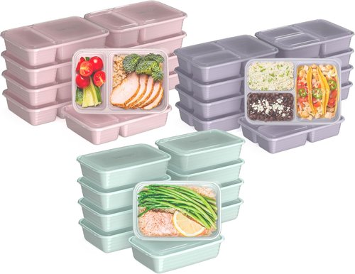 Bentgo Prep 60-Piece Meal Prep Kit - Reusable BPA-Free Food Containers | Microwave & Dishwasher Safe (Floral Pastels)