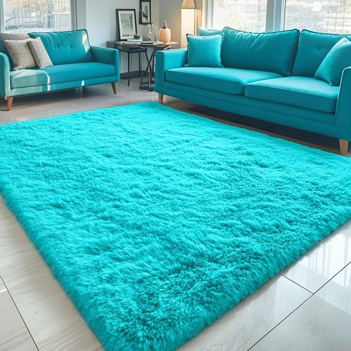 OLANLY 5x7 Machine Washable Large Area Rugs for Living Room, Bedroom, Soft Fluffy Shaggy Bedside Rug, Indoor Floor Carpet for Kids Girls and Boys, Dorms, Nursery, Home Decor Aesthetic, Teal Blue