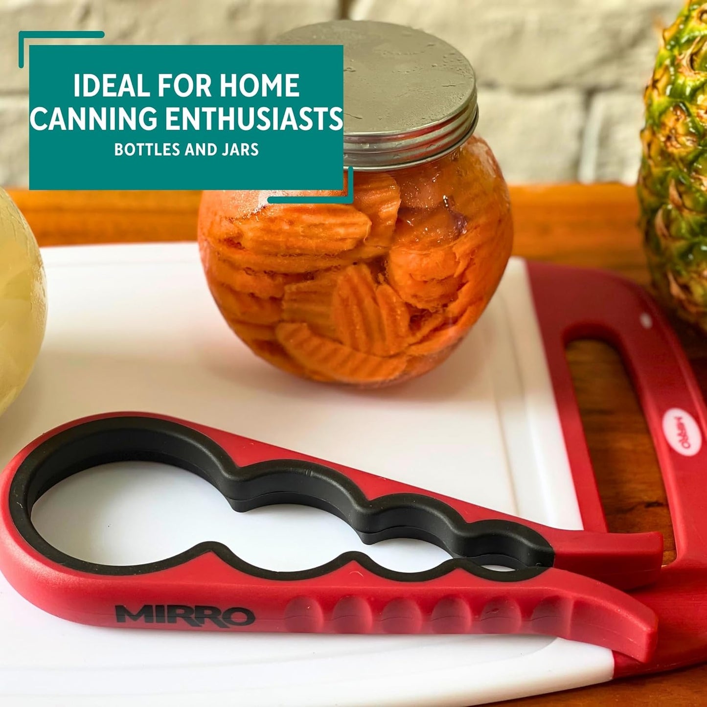 MIRRO Canning Jar Opener - Effortless Grip Design for Easy Jar Access | Vibrant Red Color