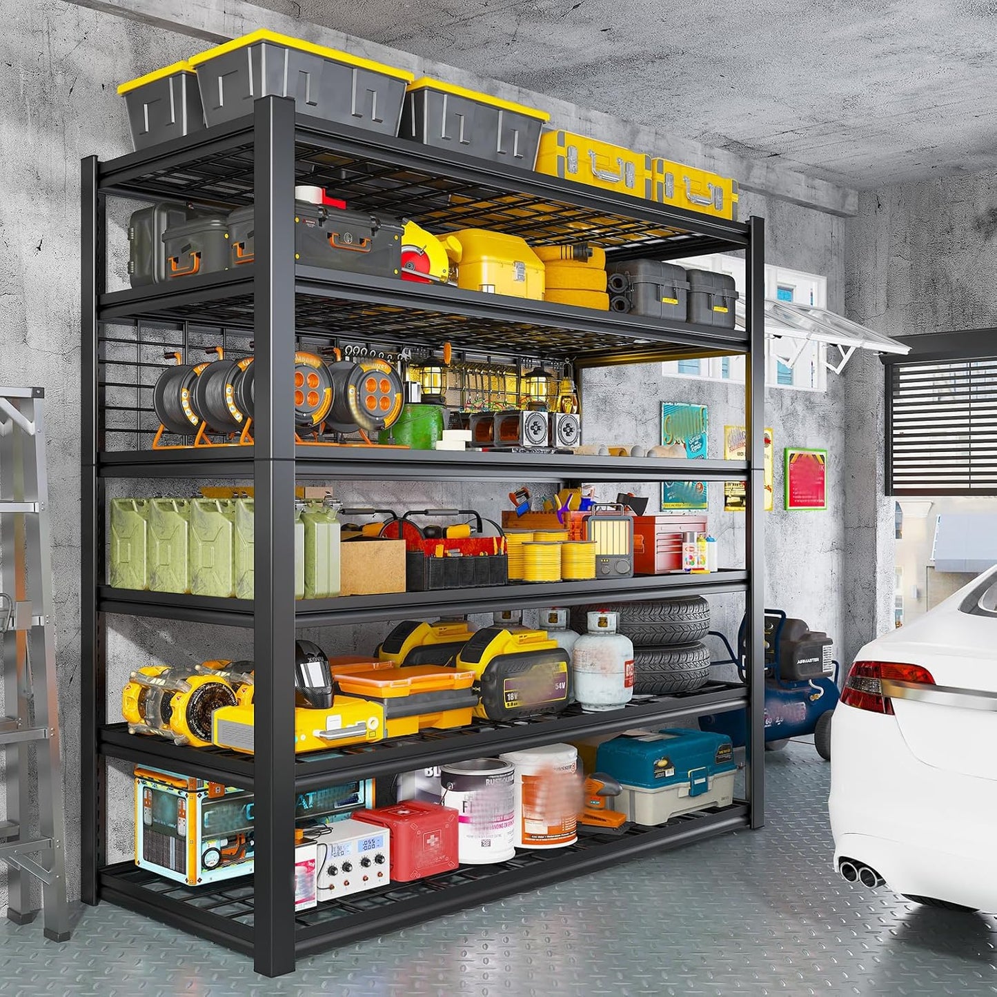 REIBII 6-Tier Garage Shelving | Heavy-Duty Metal Storage Shelves, 3500LBS Capacity, 84" H x 48" W x 20" D