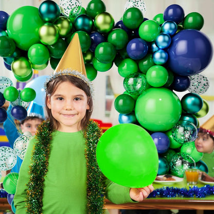 Skiennix Balloon Garland Arch Kit - Dark Blue & Green Latex Balloons with Confetti | Perfect for Weddings & Parties