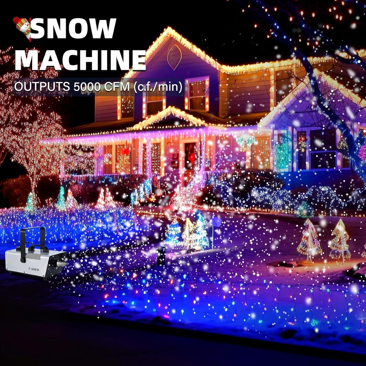 TCFUNDY Snow Machine - 600W Snowflake Maker for Christmas & Wedding Parties | Remote Control Included