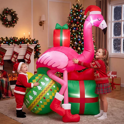 6ft Christmas Inflatable Flamingo Yard Decor with LED Lights