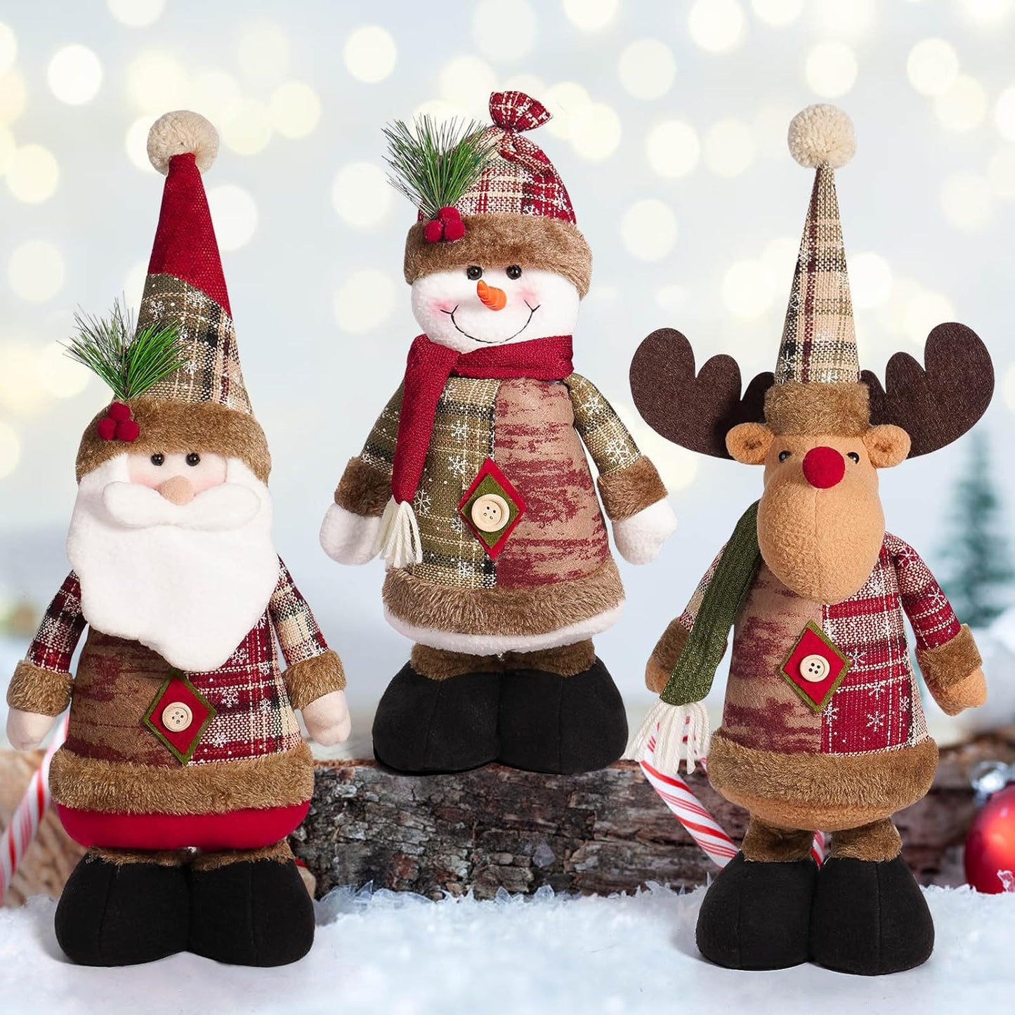 Reindeer Christmas Standing Doll - Telescopic Stuffed Figure for Indoor/Outdoor Decor | Extendable Legs