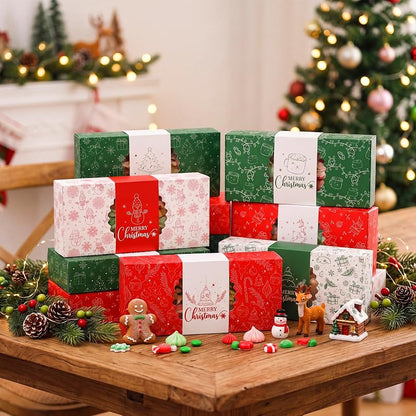 Christmas Cookie Boxes 24-Pack 12 x 5.5 x 2.5 in Assorted Gift Boxes Set