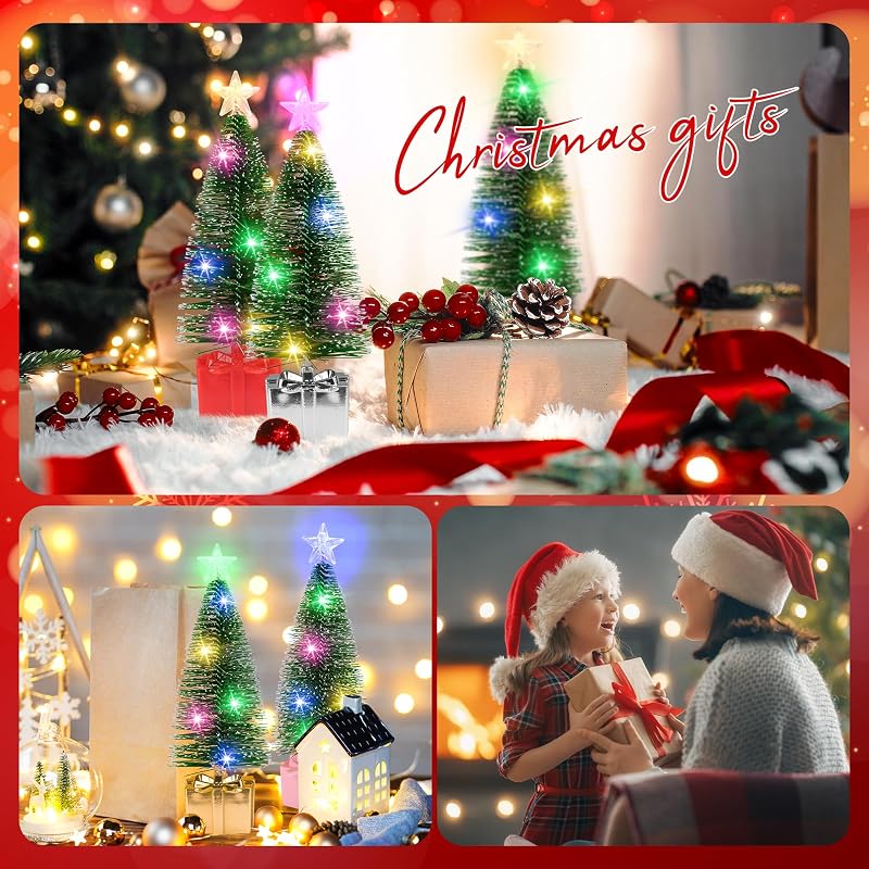 4Pcs Mini Christmas Tree with Lights 7.1" Tabletop LED Christmas Decor – 4 Pack (Variation: 4)