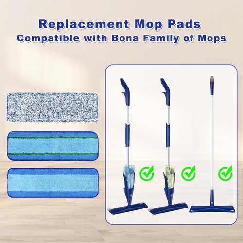 Bona | 6 Pack Microfiber Mop Pads - Washable & Reusable for Hardwood Floors | Deep Cleaning & Dusting